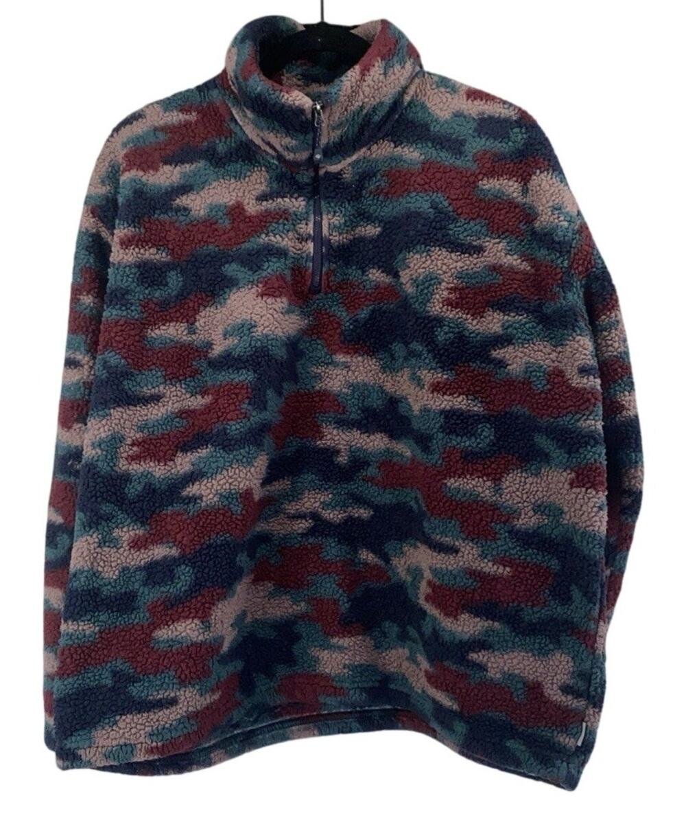 Eddie Bauer Women's Camo Sherpa Fleece Quarter Zip Pullover Size XL
